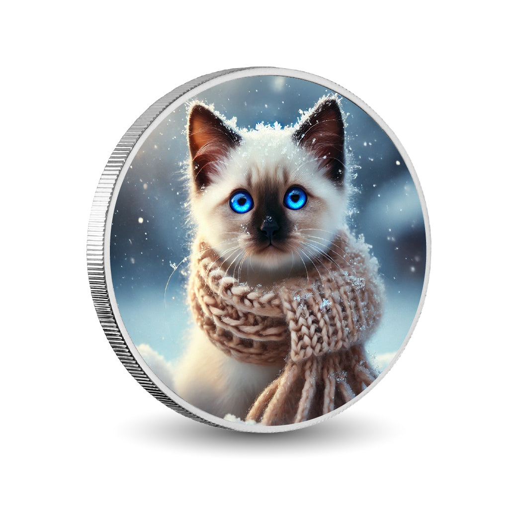 Winter Whiskers: A Frosty Feline Tale 1oz Coin