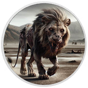 Déclin et ruines : pièce colorée en argent de 1 oz « Lion zombie »