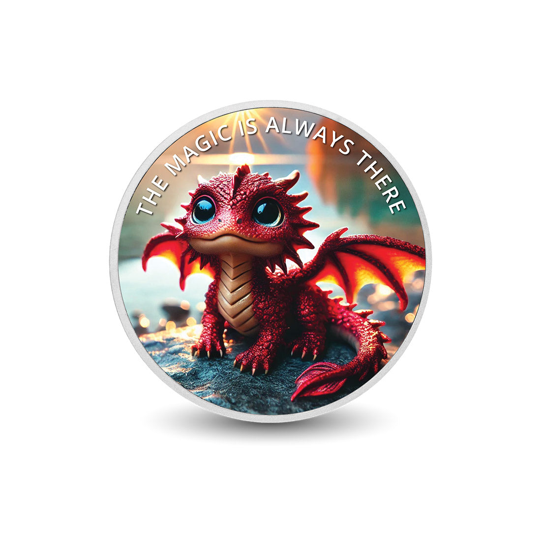 La magie est toujours là : Ember, le dragon au cœur de flamme, pièce colorée en argent de 1 oz