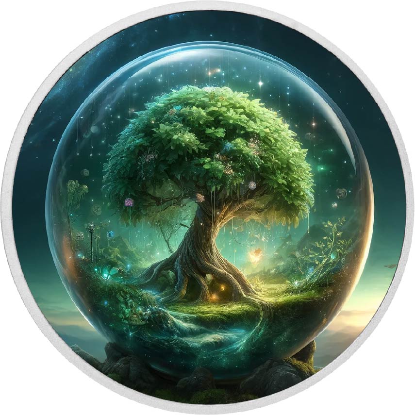 L’équilibre de l’univers - Arbre magique 1oz Pièce colorée en argent