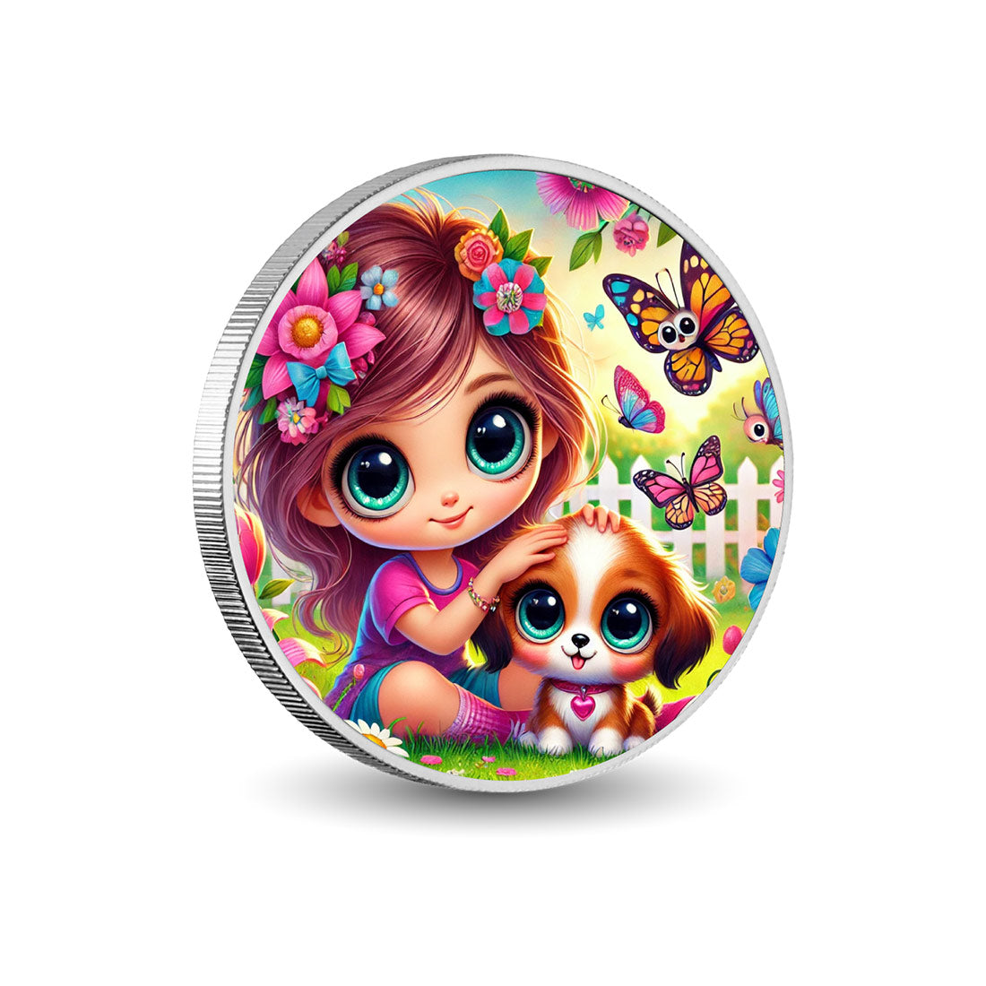 Compagnons du jardin fleuri 1oz Pièce colorée en argent