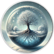 L’équilibre de l’univers - Arbre givré 1oz Pièce colorée en argent