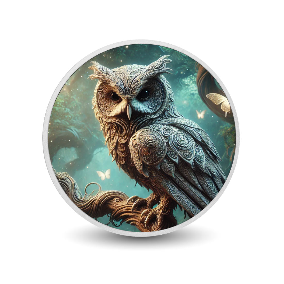 Hibou céleste dans une forêt onirique, pièce en argent de 1 oz