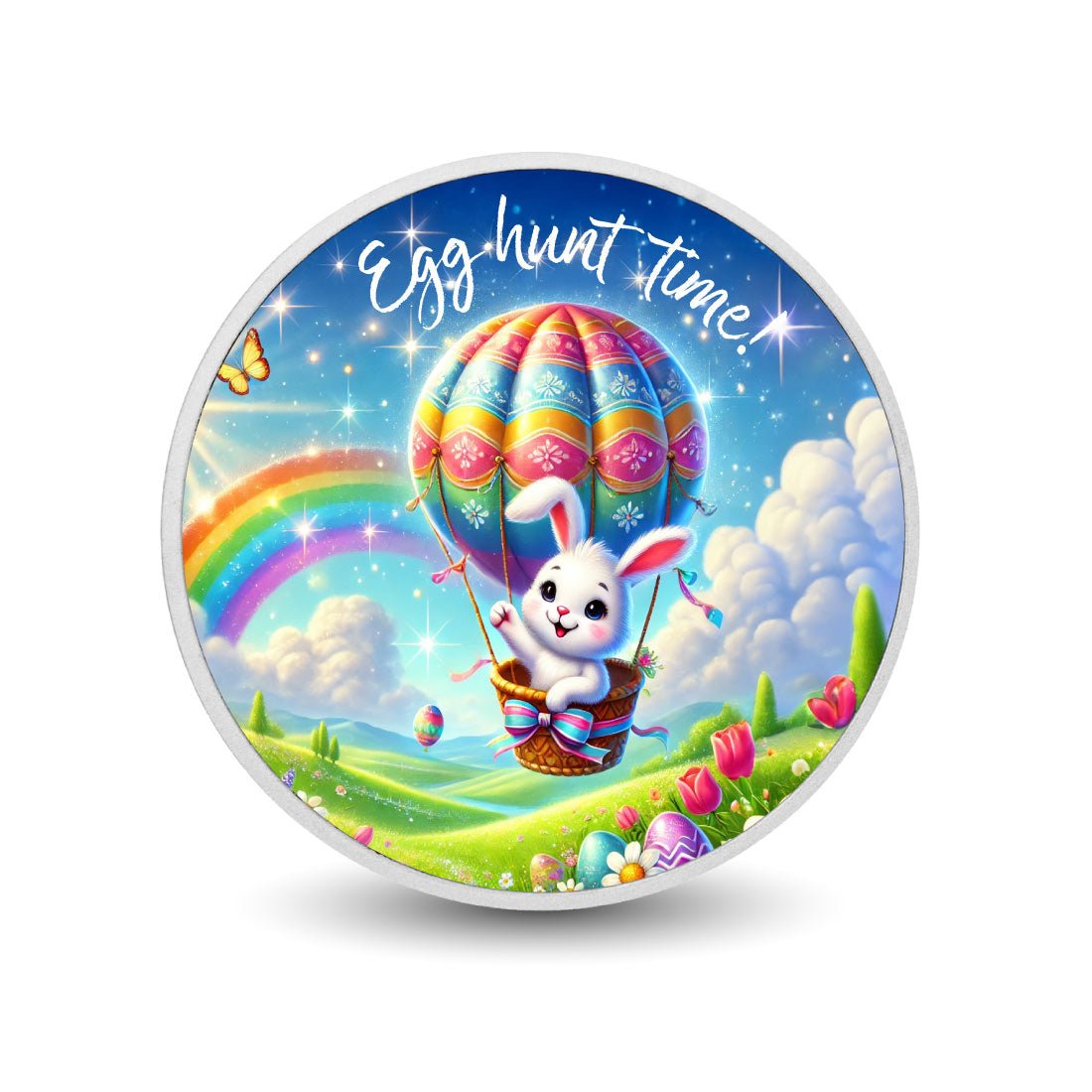 Egg Hunt Time: Bunny's Balloon Adventure 1oz Silver Coin - Arverni Mint