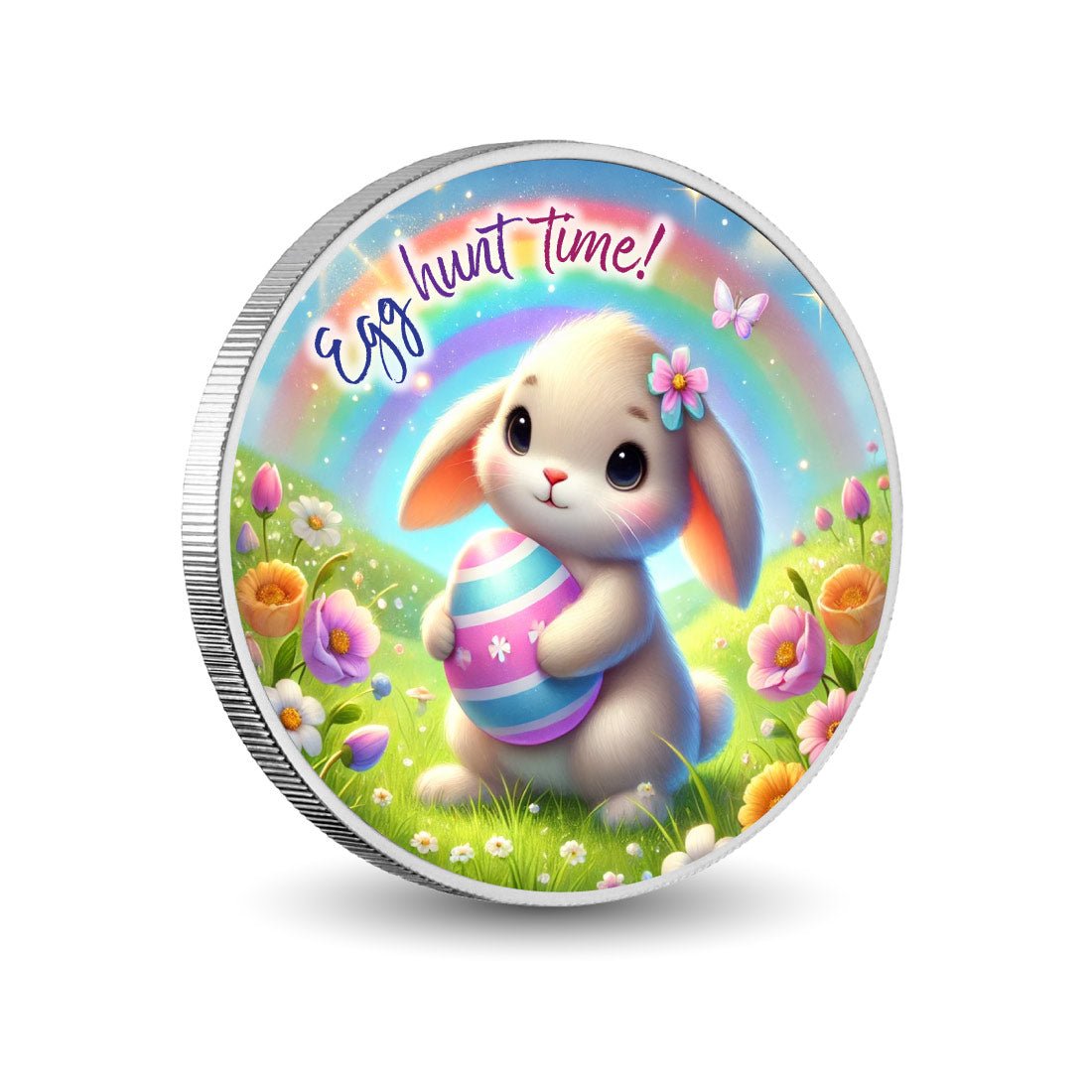 Egg Hunt Time: Bunny's Rainbow Quest 1oz Silver Coin - Arverni Mint