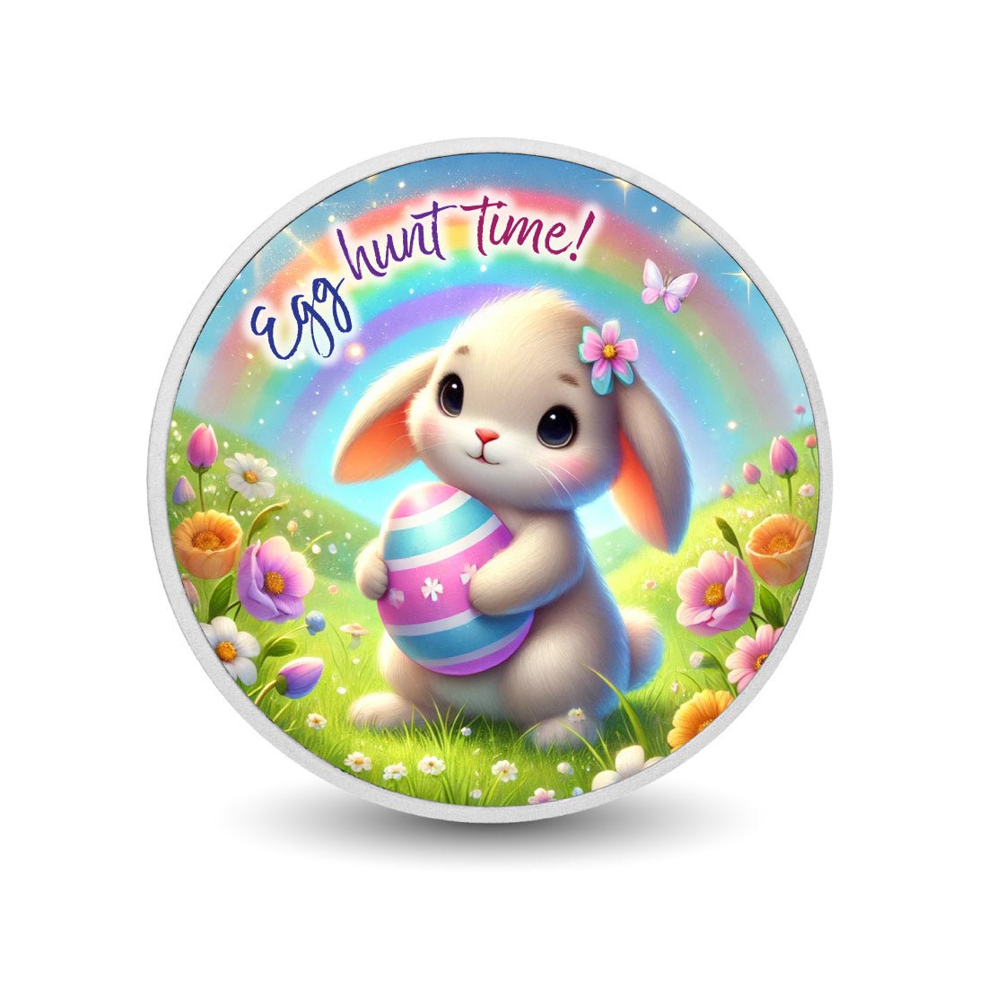 Egg Hunt Time: Bunny's Rainbow Quest 1oz Silver Coin - Arverni Mint