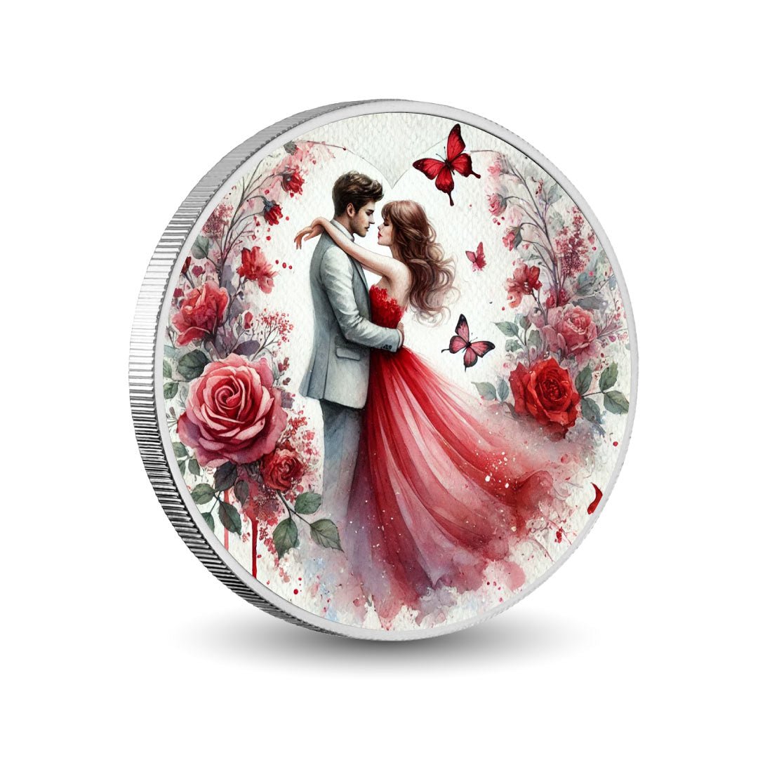 Enchanted Love - Rose Garden Embrace 1oz Silver Coin - Arverni Mint