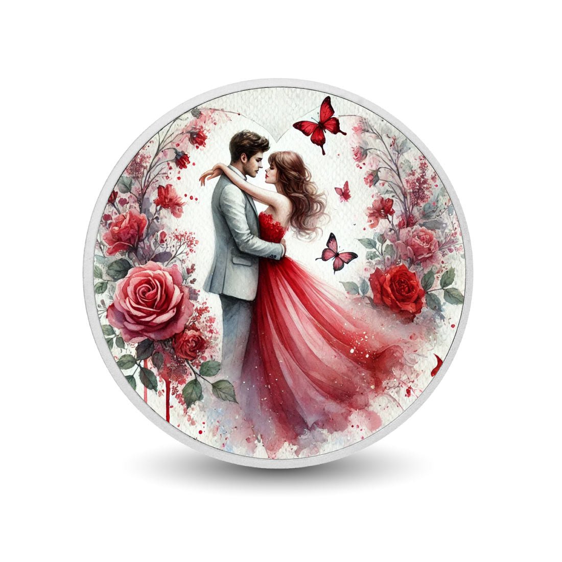 Enchanted Love - Rose Garden Embrace 1oz Silver Coin - Arverni Mint