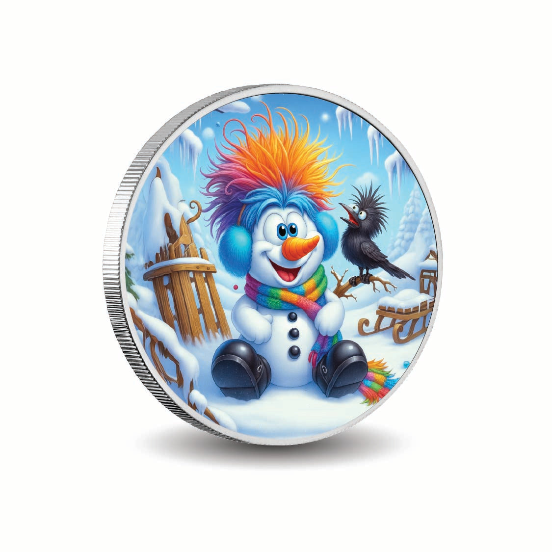 Frosty en couleurs éclatantes Pièce colorée en argent fin de 1 oz