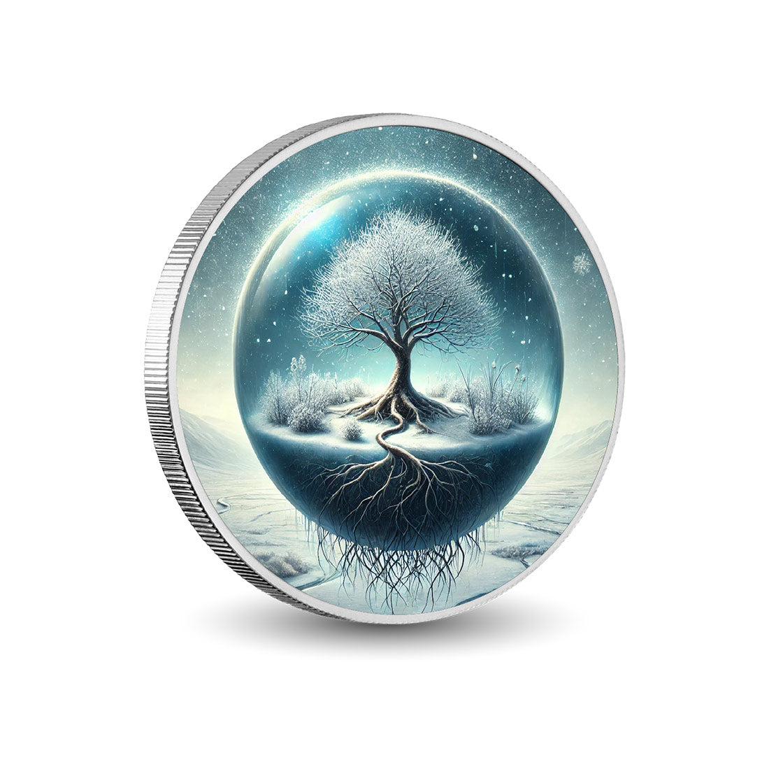 L’équilibre de l’univers - Arbre hivernal 1oz Pièce colorée en argent