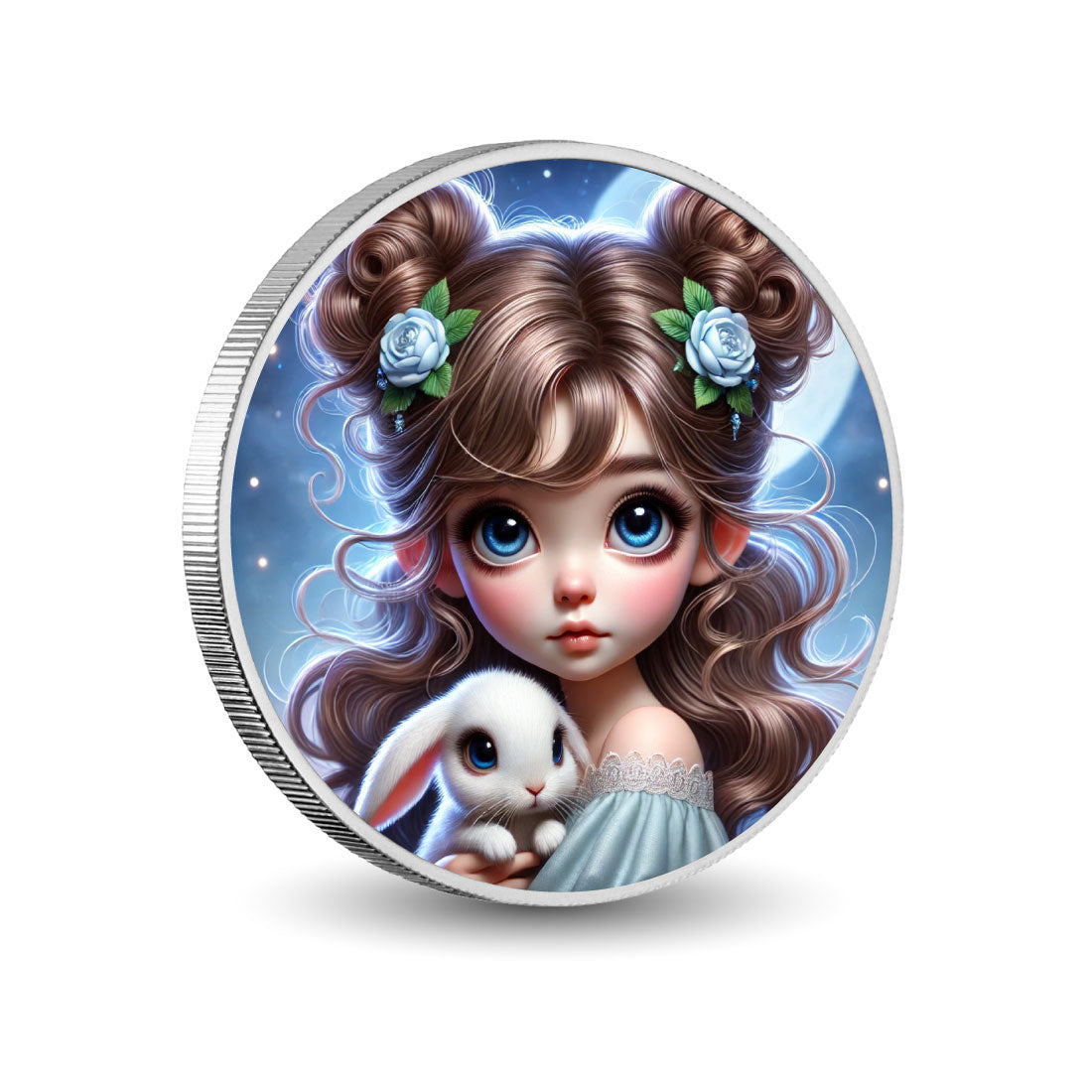 Bluebelle and Her Bunny 1oz Silver Coloured Coin