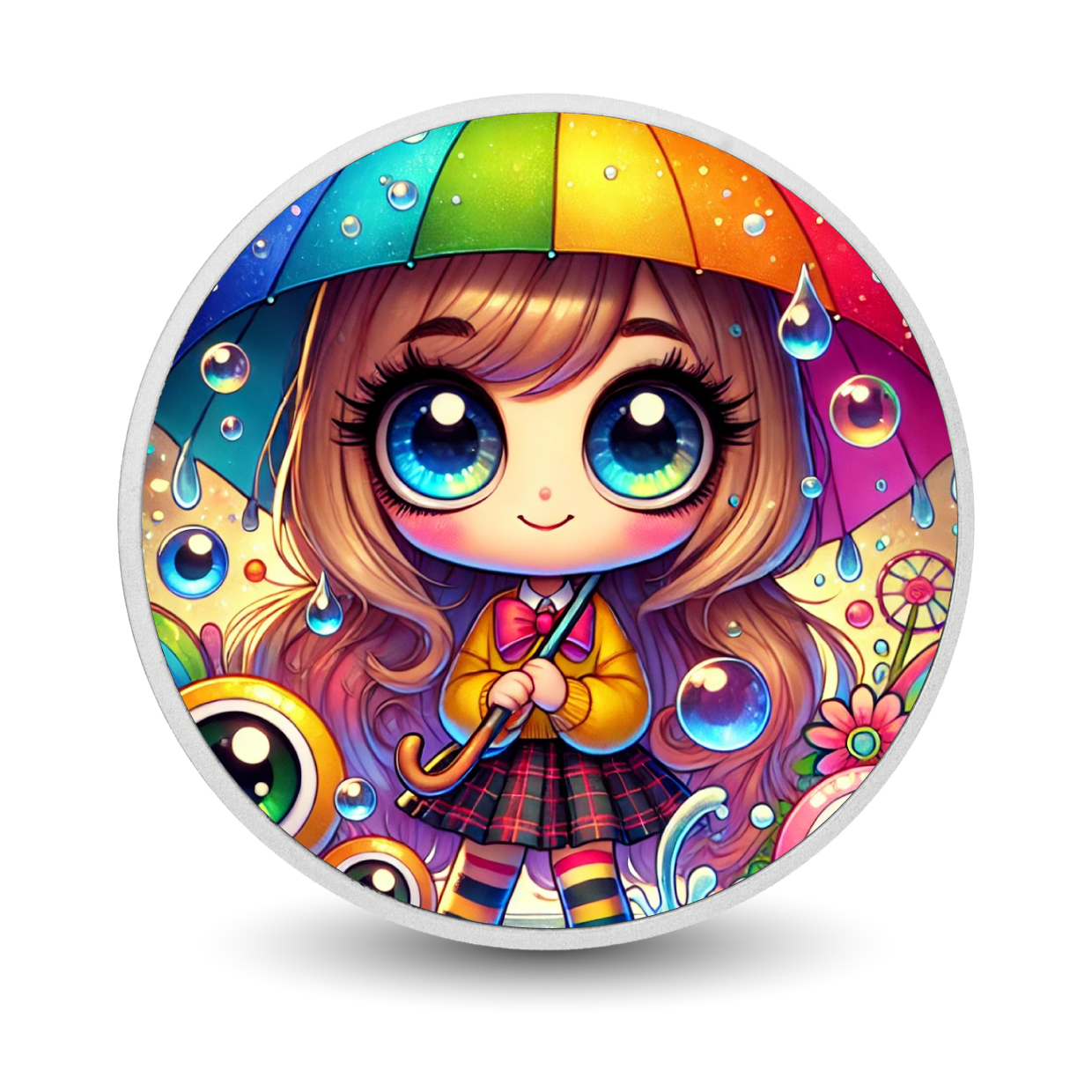 Gouttes de pluie arc-en-ciel 1oz Pièce colorée en argent