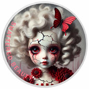 Zerschmetterte Schönheit: Crimson Doll Farbiges 1oz Silber