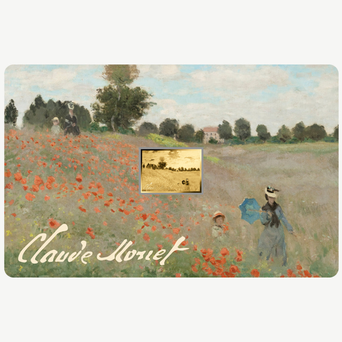 Champ de coquelicots près d’Argenteuil – Claude Monet Pièce en or fin 999 de 1/1000 oz dans une carte