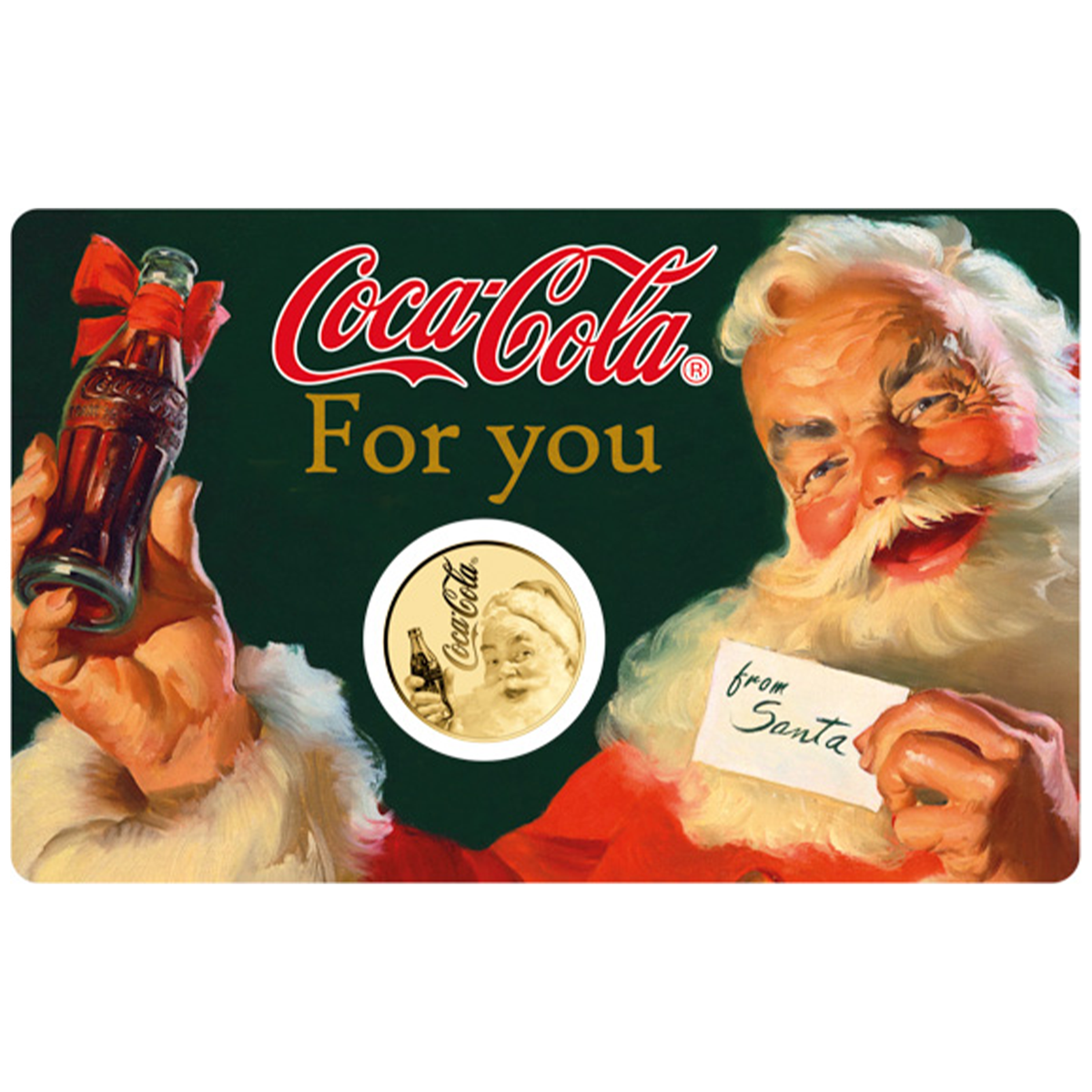 Coca-Cola Santa 999 Fine Gold 1/1000 oz Coin in Card