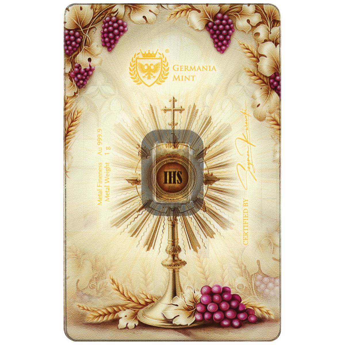 First Holy Communion 24k Minted 1g Bar Packed in a Safepack - Arverni Mint