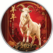 Fortune & Harmony 2027 Year of the Goat 1oz 999 Silver BU Colourized - Arverni Mint