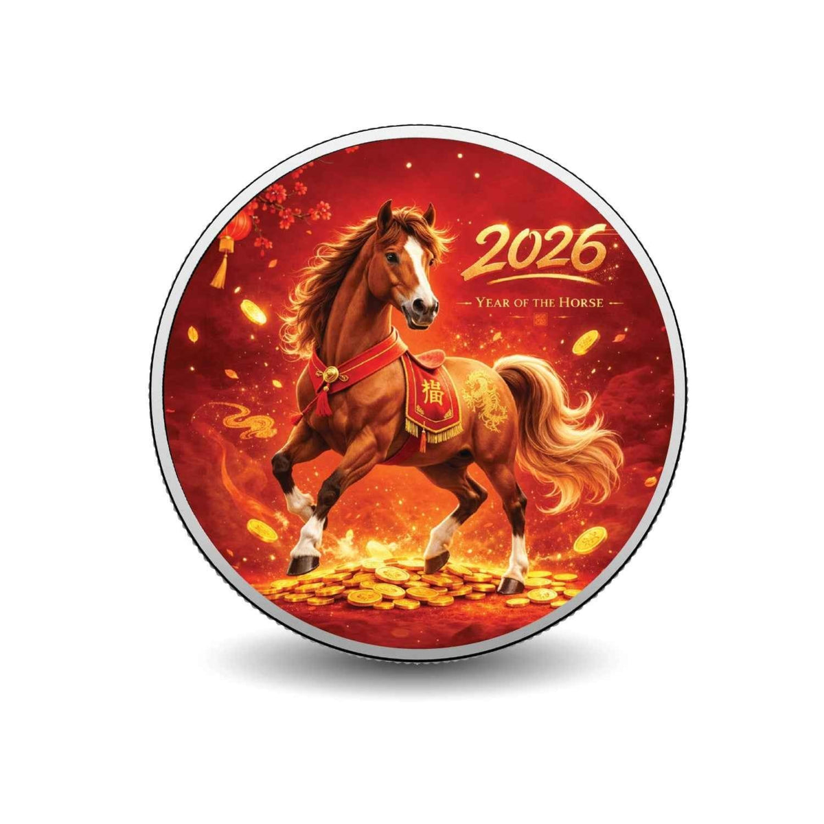 Fortune in Motion - Year of the Horse 2026 1oz 999 Silver BU Colourized