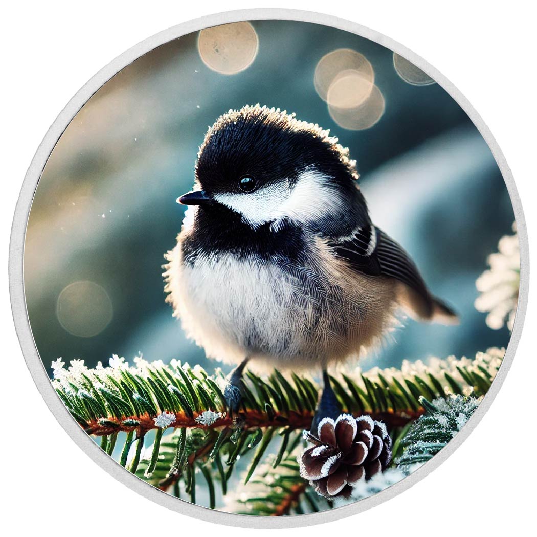 Frosted Pines: A Chickadee's Delight 1oz Silver - Arverni Mint