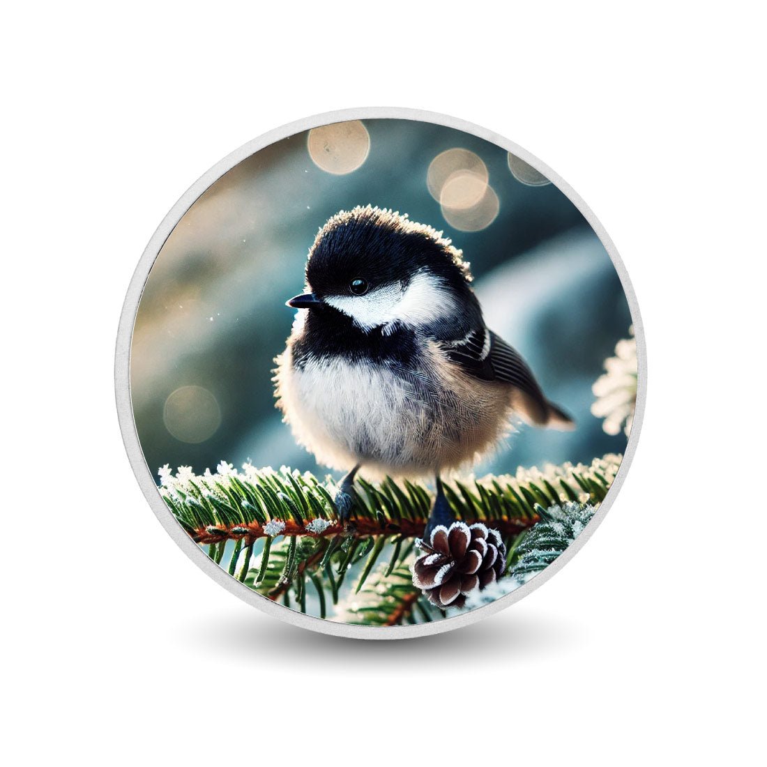 Frosted Pines: A Chickadee's Delight 1oz Silver - Arverni Mint