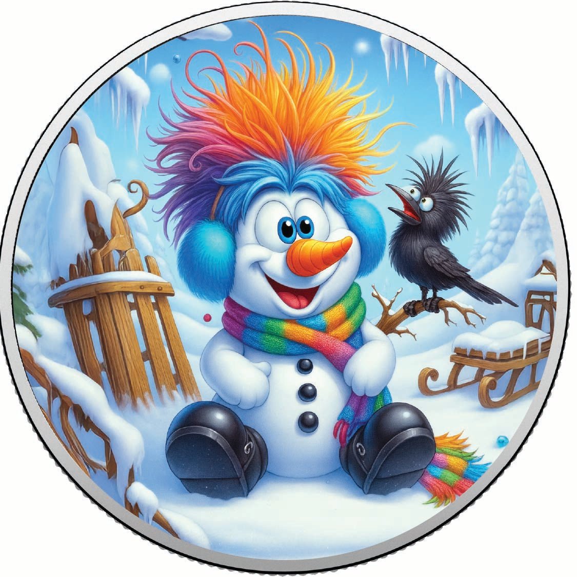 Frosty in Full Colour 1oz Fine Silver Coloured Coin - Arverni Mint