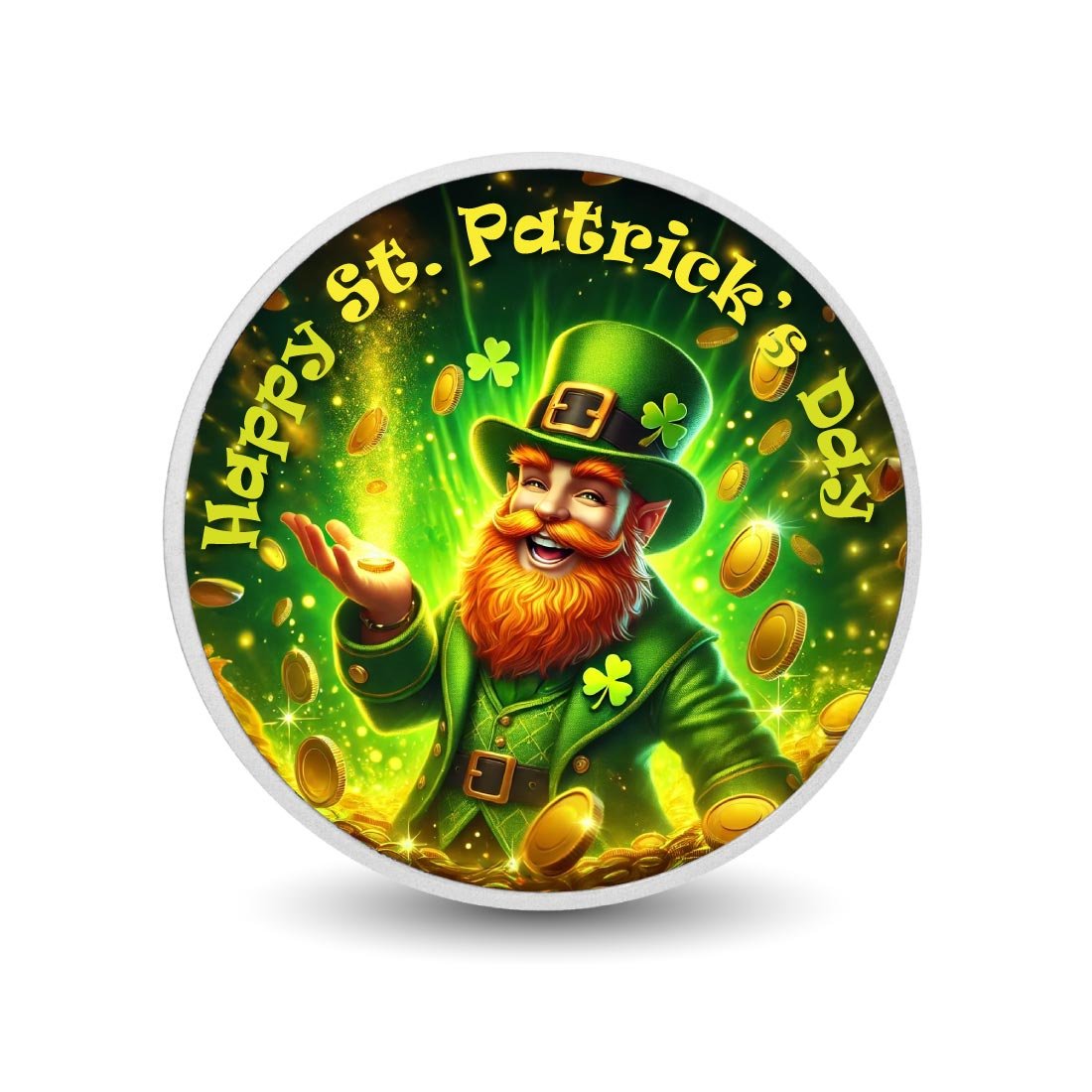 Golden Coins and Cheerful Leprechaun Magic 1oz Coloured Coin - Arverni Mint