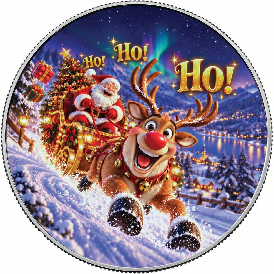 Ho! Ho! Ho! 1oz 999.9 Fine Silver Coin Colorized BU Finish - Arverni Mint