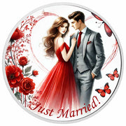 Just Married - Red Elegance Romance 1oz Silver Coin - Arverni Mint