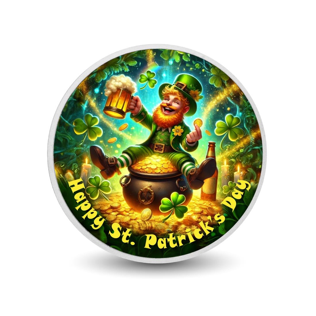 Lucky Leprechaun's Pot of Gold and Cheers 1oz Coloured Coin - Arverni Mint