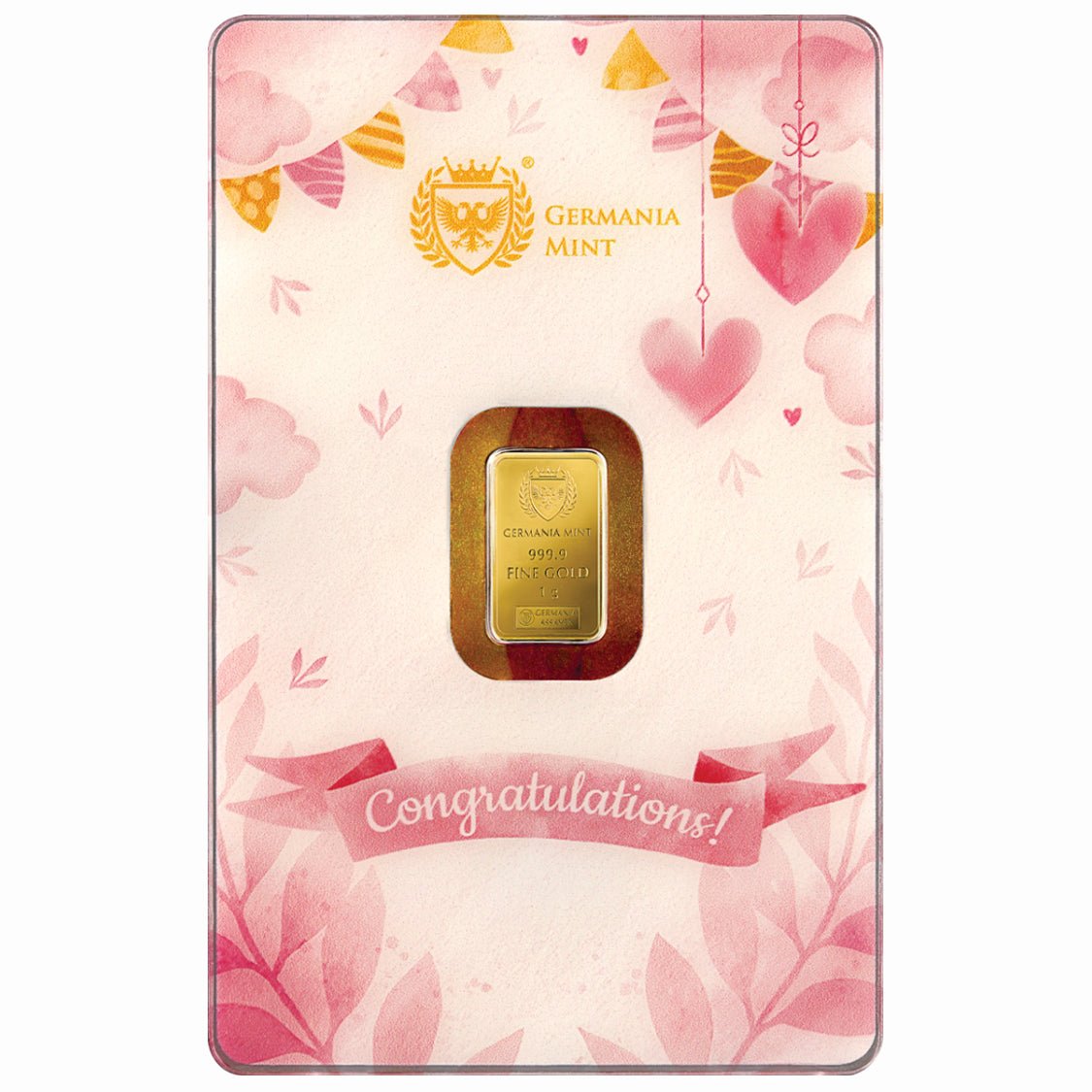 New Born - Girl - Gold 24k Minted 1g Bar Packed in a Safepack - Arverni Mint
