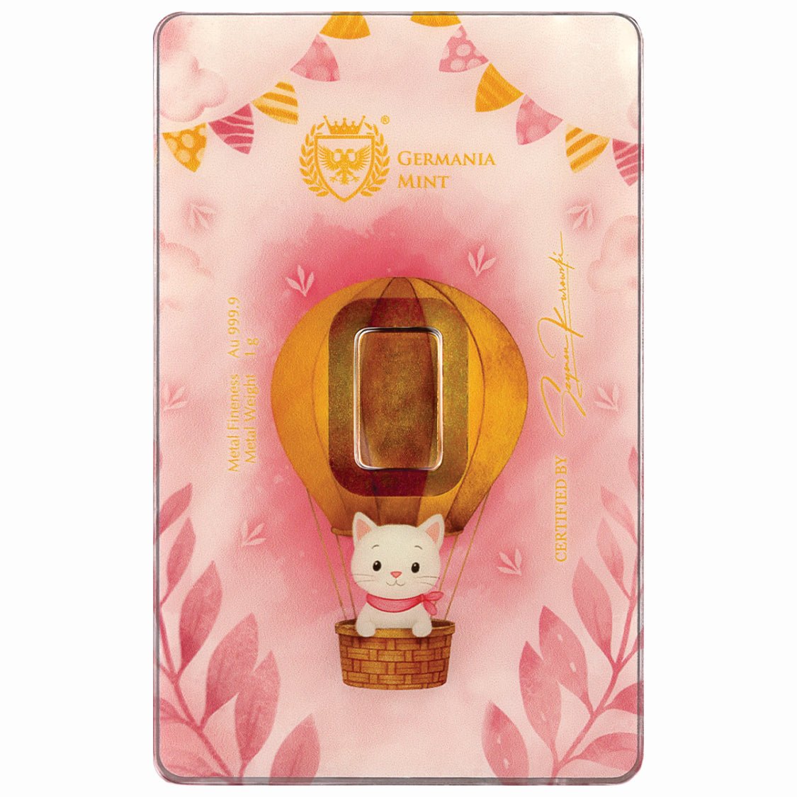 New Born - Girl - Gold 24k Minted 1g Bar Packed in a Safepack - Arverni Mint