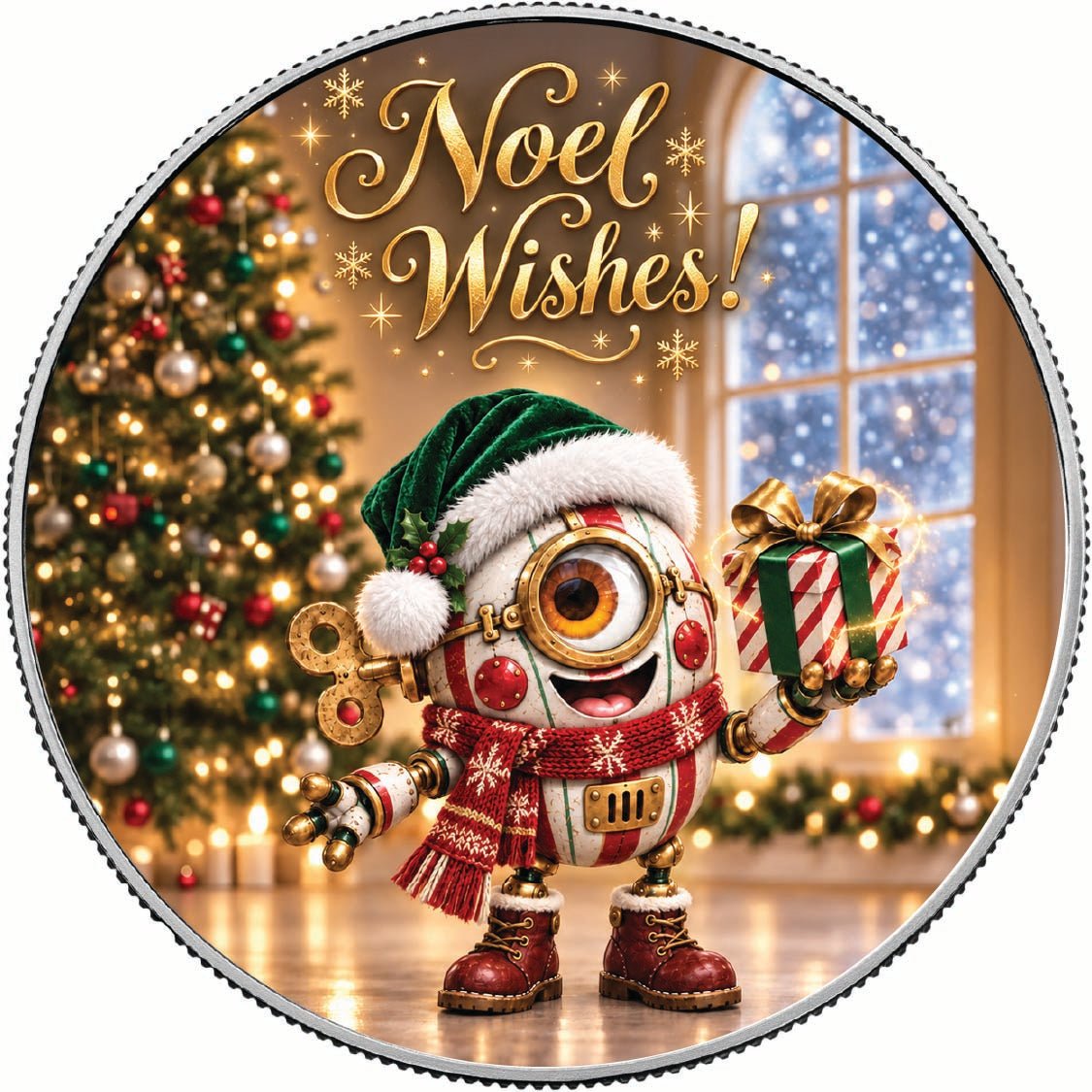 Noel-O-Matic 1oz 999.9 Fine Silver Coin Colorized BU Finish - Arverni Mint