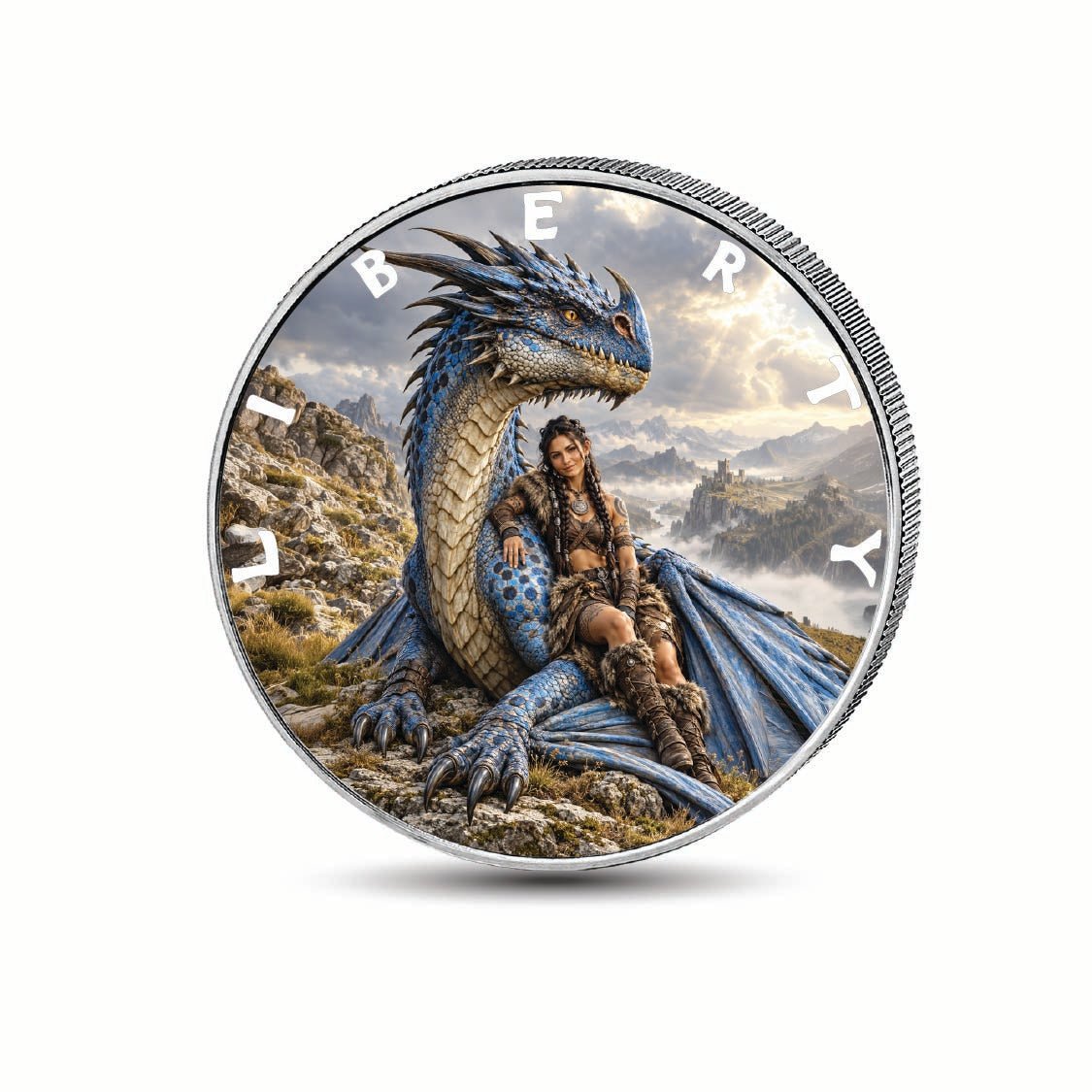 Queen of the Azure Dragon 1oz .999 Fine Silver Coin – Colorized BU Finish - Arverni Mint