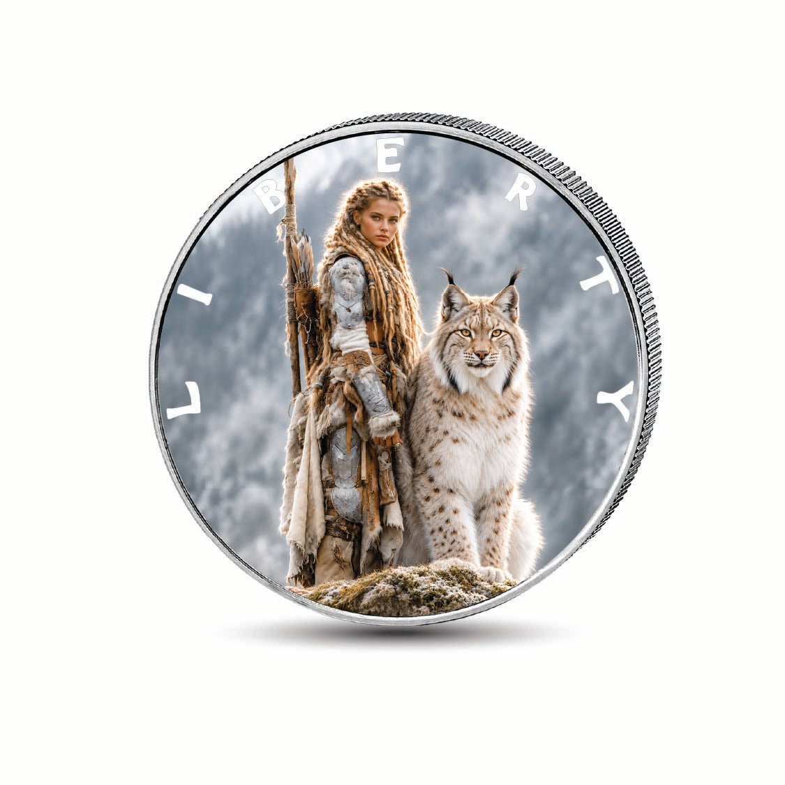 Queen of the Snow Lynx 1oz .999 Fine Silver Coin – Colorized BU Finish - Arverni Mint