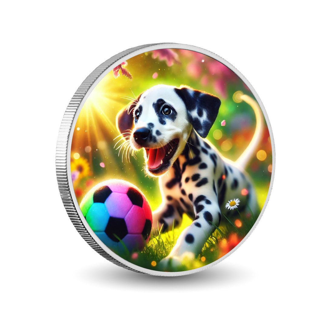 Rainbow Bliss: A Dalmatian's Delight 1oz Coin - Arverni Mint