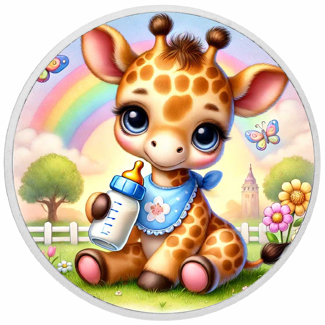 Rainbow Meadow Giraffe 1oz Silver Coloured Coin - Arverni Mint