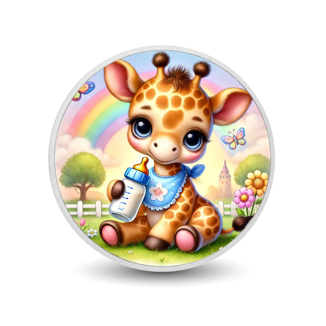 Rainbow Meadow Giraffe 1oz Silver Coloured Coin - Arverni Mint