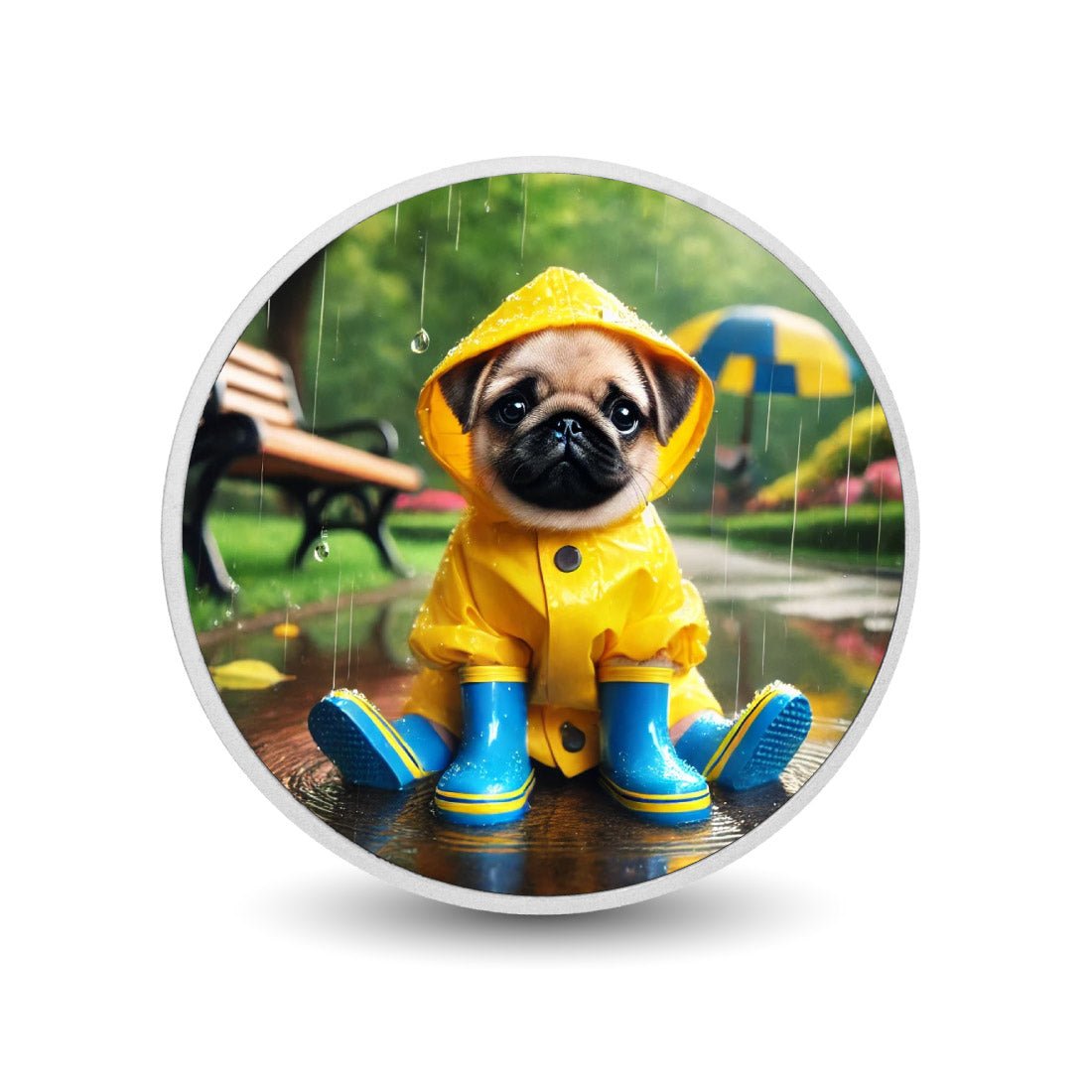 Raindrop Pug Adventures 1oz Silver Coloured Coin - Arverni Mint