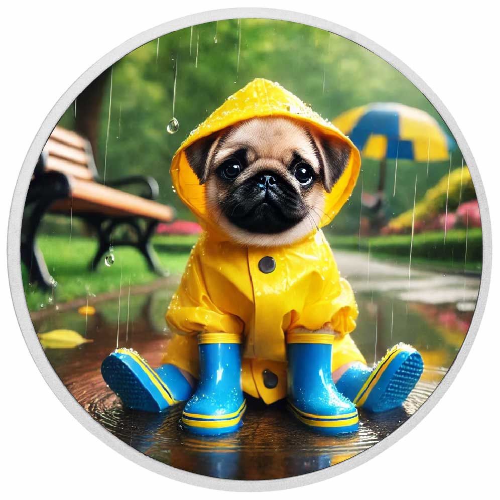 Raindrop Pug Adventures 1oz Silver Coloured Coin - Arverni Mint