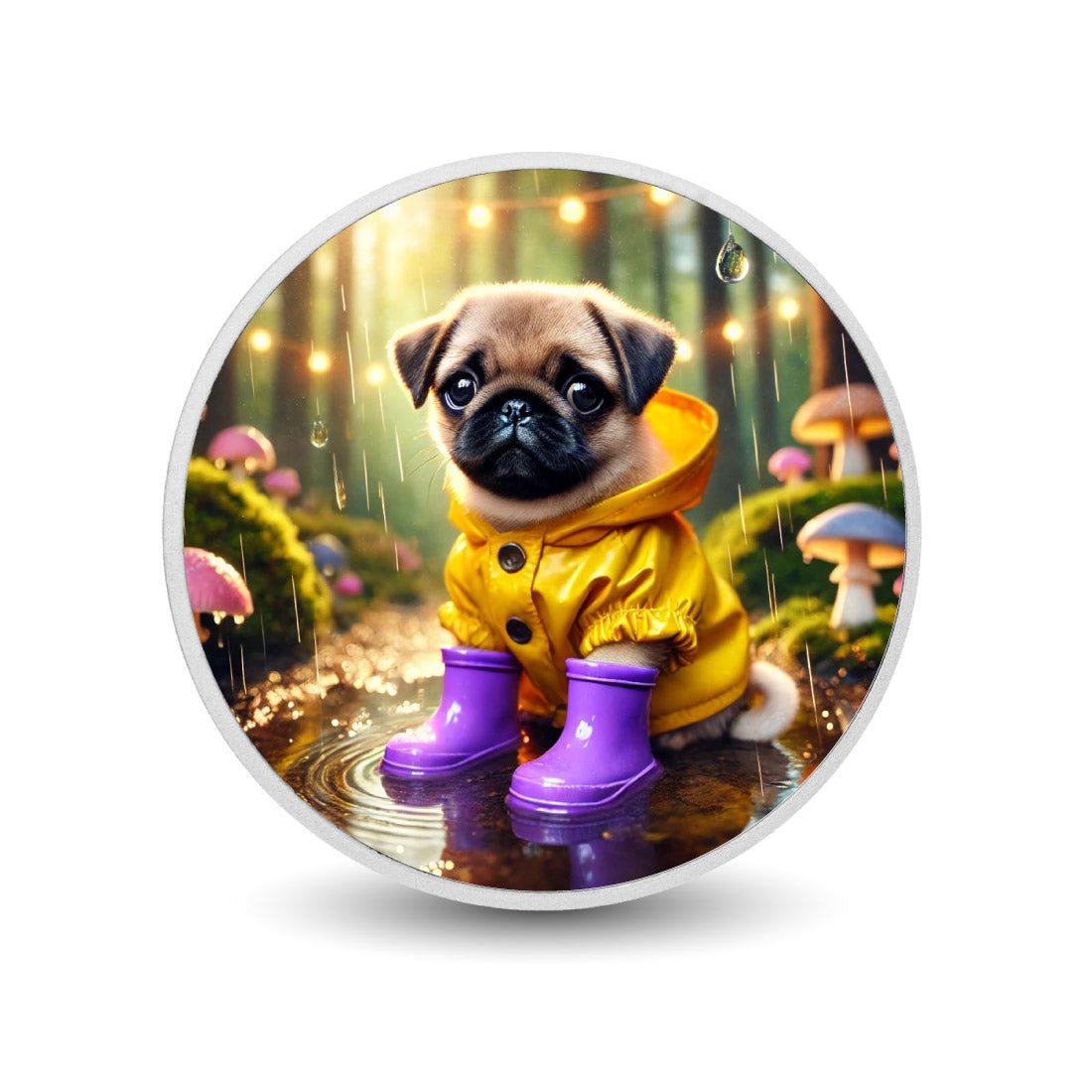 Rainy Day Pug Adventure 1oz Silver Coloured Coin - Arverni Mint