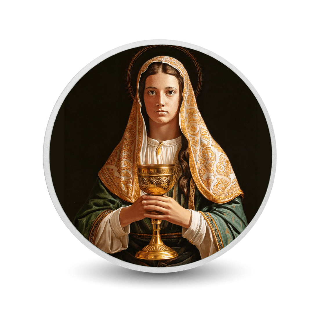 Saintly Woman with Chalice 1oz Silver Coloured Coin - Arverni Mint