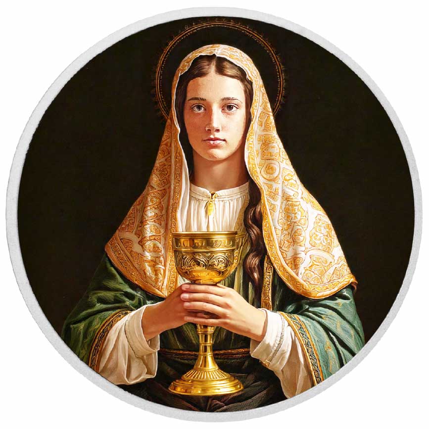 Saintly Woman with Chalice 1oz Silver Coloured Coin - Arverni Mint
