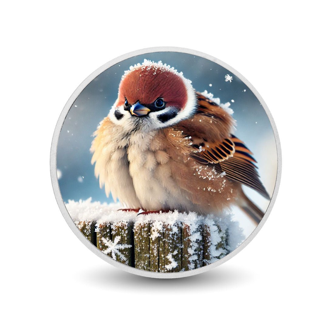 Snowy Sentinel: A Sparrow's Rest 1oz Silver - Arverni Mint