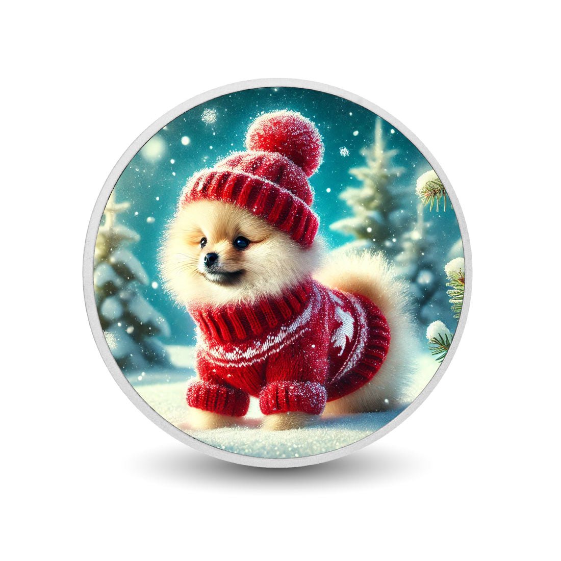 Snowy Style: Pompom Pup in Red 1oz Coin - Arverni Mint
