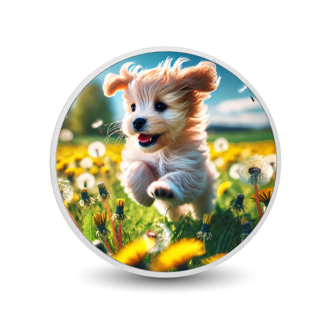 Springtime Puppy Joy 1oz Silver Coloured Coin - Arverni Mint