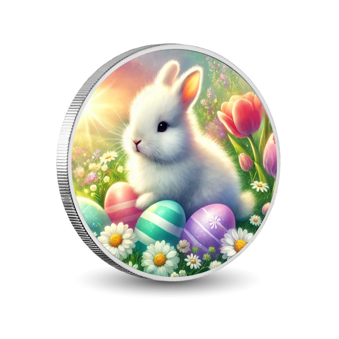 Springtime Serenity: Bunny's Easter Charm Coloured Coin - Arverni Mint