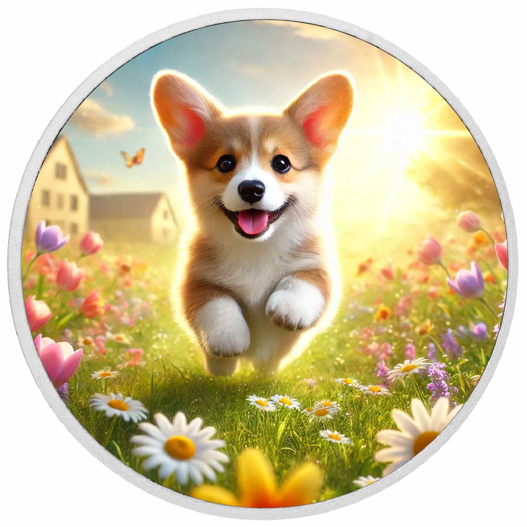 Springtime Sprint: Corgi's Joyful Journey 1oz Coin - Arverni Mint