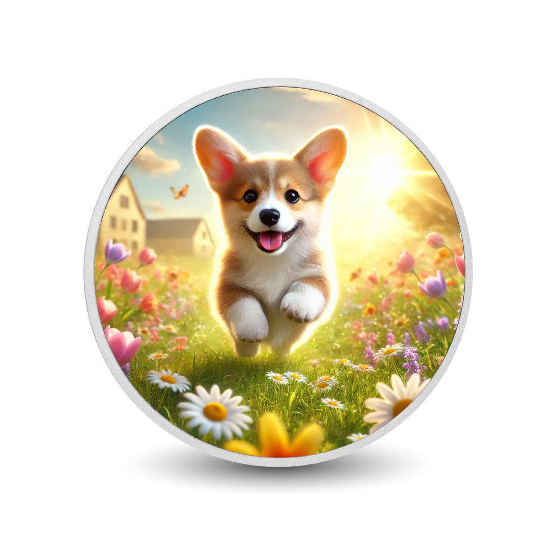 Springtime Sprint: Corgi's Joyful Journey 1oz Coin - Arverni Mint