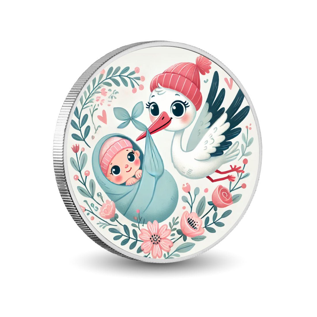 Stork's Little Miracle 1oz Silver Coloured Coin - Arverni Mint