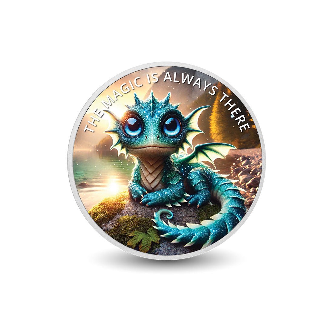 The Magic is Always There: Aqua the Mystic Dragon 1oz Silver Coloured Coin - Arverni Mint